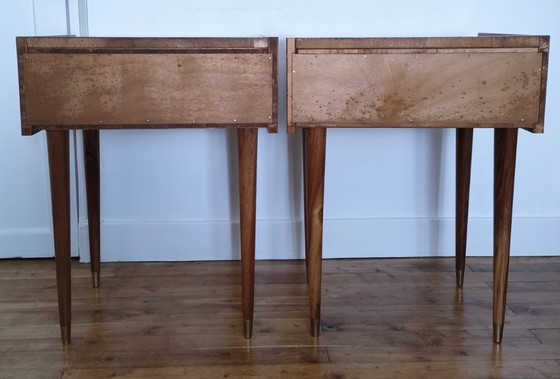 Image 1 of paire de chevets bois placage remarquable années 60