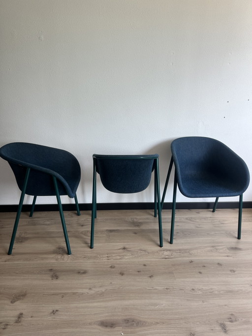Lot de 3 fauteuils design De Vorm LJ 1 bleu foncé