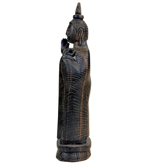 Paire de Bouddhas en bois sri-lankais en Abhaya Mudra – Milieu du XXe siècle – Sculptures (photo 8 of 11)