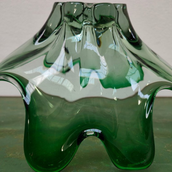 Image 1 of Ciotola per frutta in vetro verde vintage Ciotola in vetro di Murano