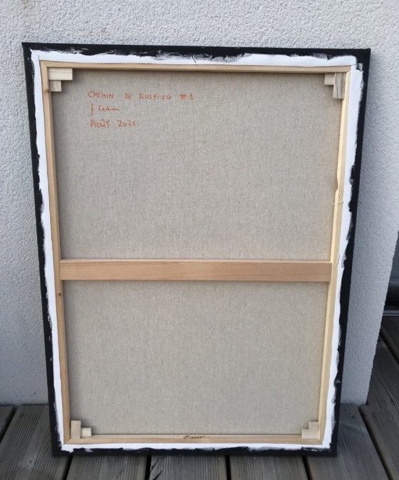 Image 1 of Öl auf bespanntem Keilrahmen. Format 73x54cm. Schwarze amerikanische Kiste.