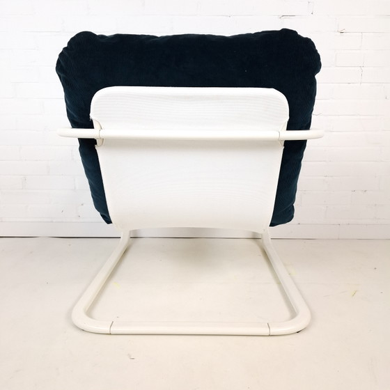 Fauteuil vintage Ikea Rörberg années 90, blanc, métal, bleu – Textile, Metal (photo 4 of 9)