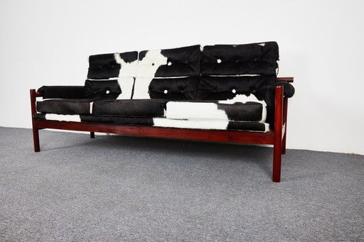 Guama sofa in zwart en wit leer van Gonzalo Cordoba voor Dujo, jaren 1950