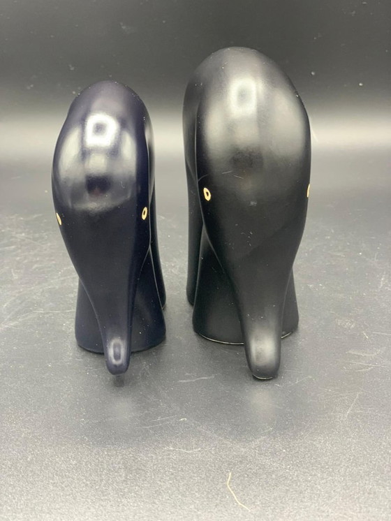 Image 1 of Elki Stoneware elephants matt black 2 pcs