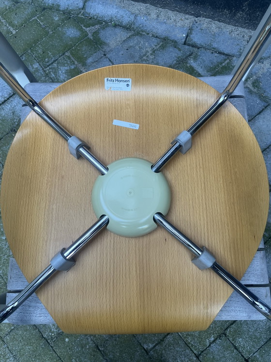 Set de 8x Series 7 “Vlinder Stoel” Fritz Hansen – Chaises de salle à manger, Chrome, Wood (photo 9 of 13)