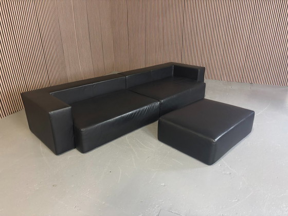 Image 1 of Jencikova Design Divano + poggiapiedi in pelle nero