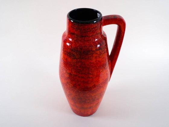 Image 1 of Red ceramic vase, German design, 1960s, made in West Germany