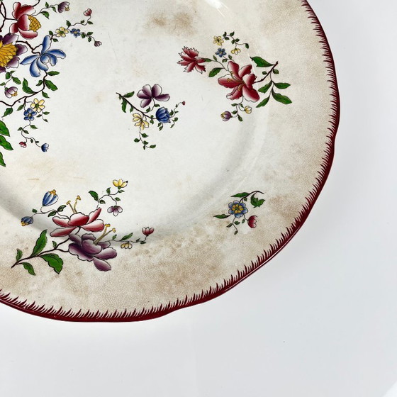 Image 1 of Grand plat rond patiné, modèle Strasbourg, Sarreguemines, 1880-1918