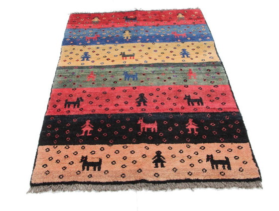 Image 1 of Alfombra oriental persa original Gabbeh Ghashghai, 162 cm x 105 cm, antigua, natural