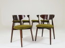 Ensemble de 6 chaises de salle à manger, tapisserie d'ameublement en noyer foncé vert, design naturel