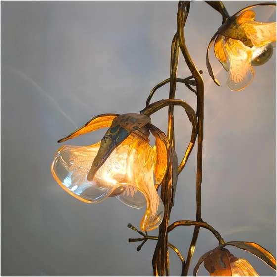 Image 1 of XL Poliarte Stehleuchte aus Schmiedeeisen mit Murano-Glas, italienisches Design der 70er Jahre