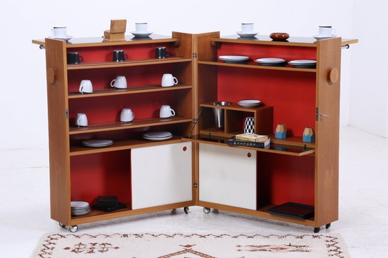 Image 1 of Rare armoire de bar de Johannes Andersen | Mid Century Bar | 60s pliable Vintage Teck Rollbar bois #09-06