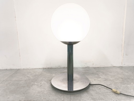 Lampada da tavolo italiana in vetro e cromo, anni '60