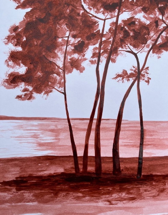 Image 1 of Inchiostro sanguigno su carta bianca da 250 g, formato 40x30 cm