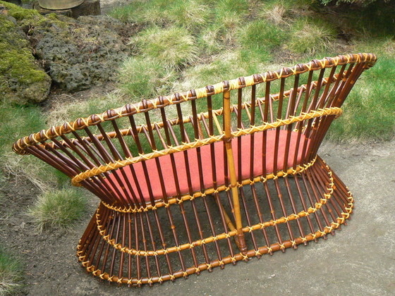 Image 1 of Rare canapé deux places vintage en rotin Rohé