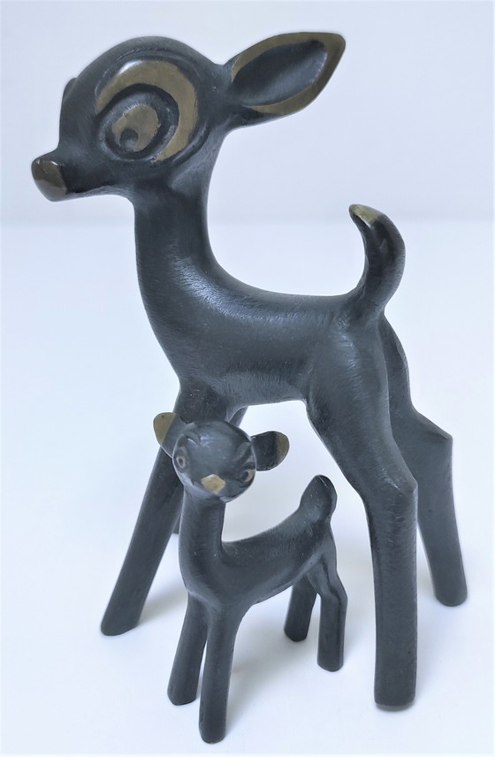 Image 1 of Biche Et Faon Walter Bosse Bronze années 60