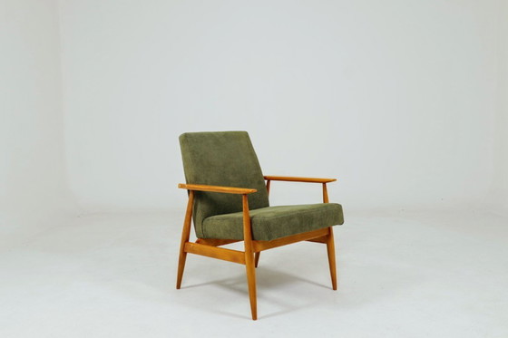 Image 1 of Fauteuil moderne du milieu du siècle en velours côtelé vert olive