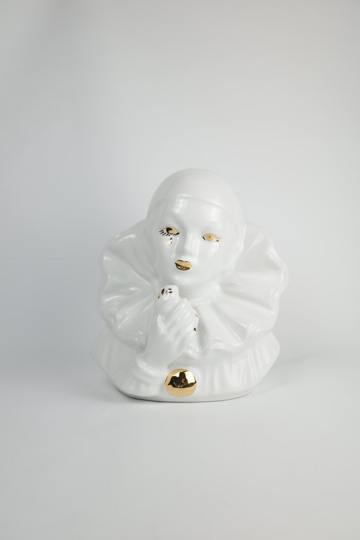 Pierrot Clown Beeldje Van Vintage Pierrot Decor Met Gouden Accenten