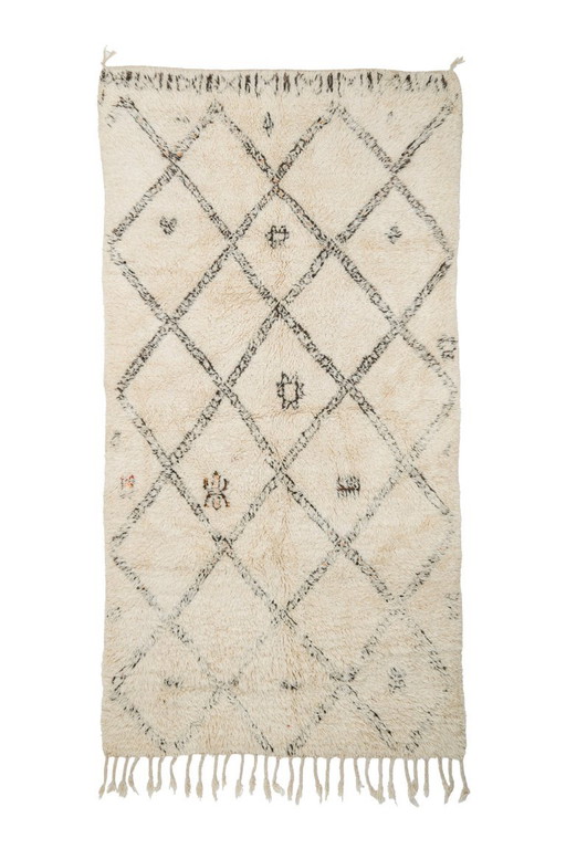 Tapis Beni Ouarain Marocain Vintage 170x320 cm - Authentique Tapis Berbère en Laine noué à la main des années 80-90