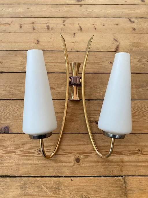 Applique murale double branche tulipe, design scandinave vintage années 60