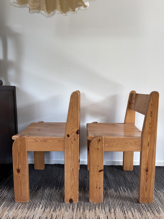 Image 1 of   Vintage Ate van Apeldoorn set pine wood stoelen brutalist