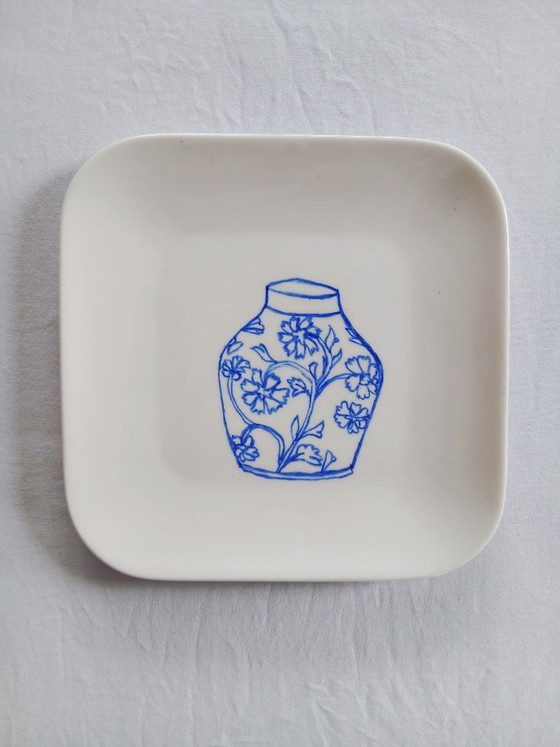 Set of 3 decorative plates, white with blue illustrations, blue tableware Amsterdam, Decorative Objects (photo 3 of 6)