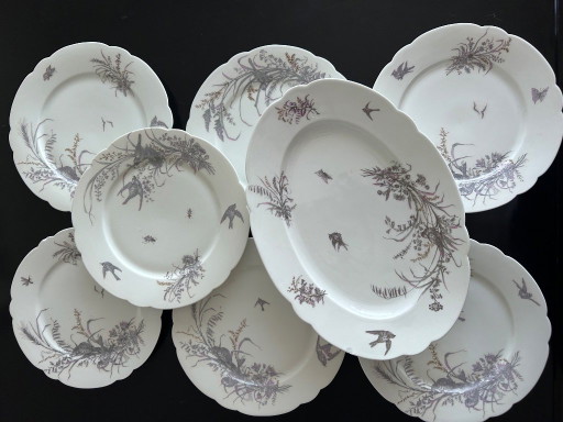 8 Porcelain Plates and Platter Ch. Pillivuyt & Cie