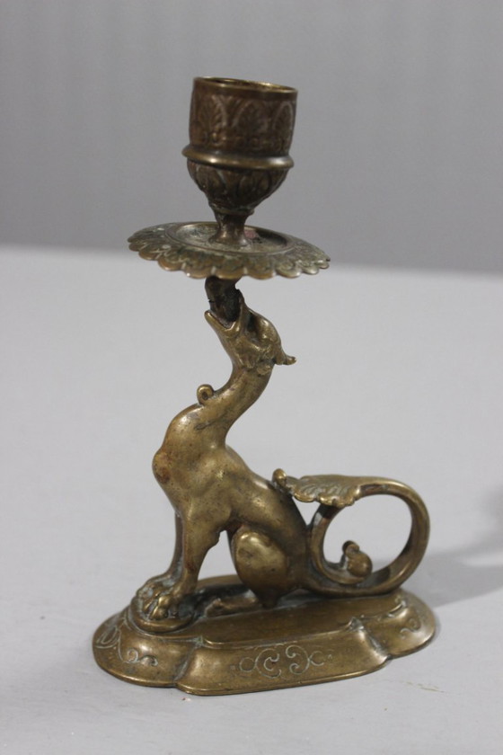Image 1 of Handleuchter aus Bronze mit Chimärenmotiv, Empire-Stil, 19. Jahrhundert