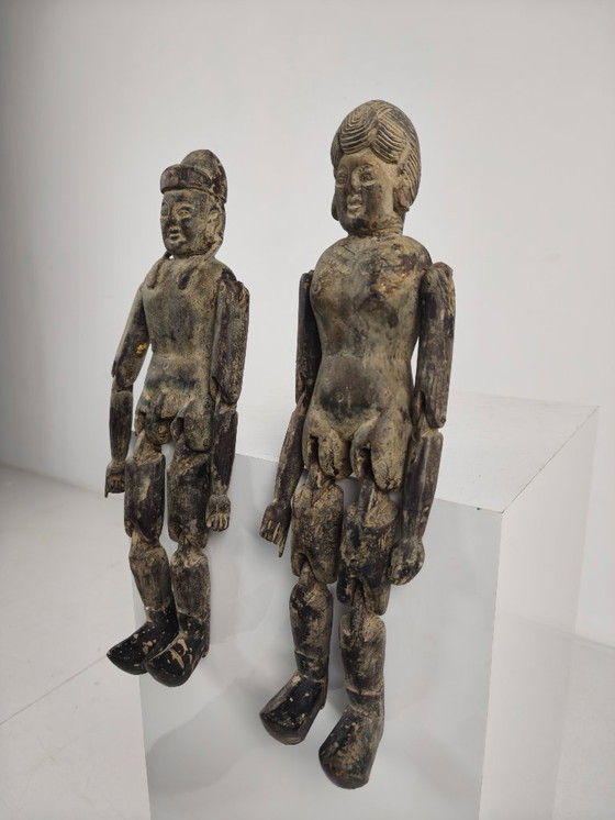 Image 1 of Antique Set of Chinese Wooden Fertility Figurines