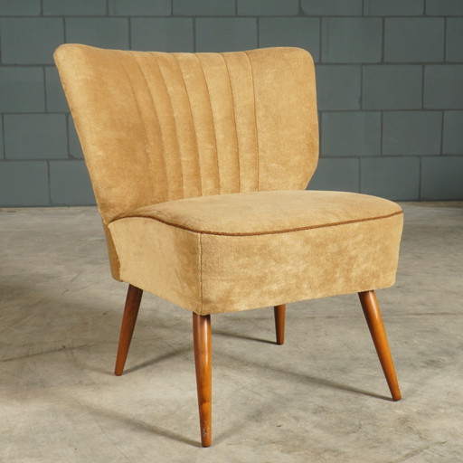 Fauteuil Cocktail Vintage - Velours Beige/Sable - 1960s