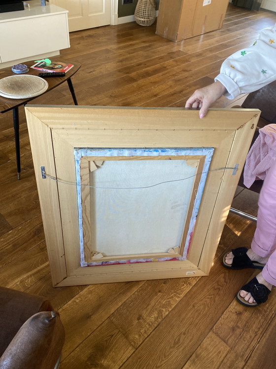 Image 1 of Modern kunstwerk met vijf figuren – voelbare textuur en prachtig kleurgebruik, formaat 78x89