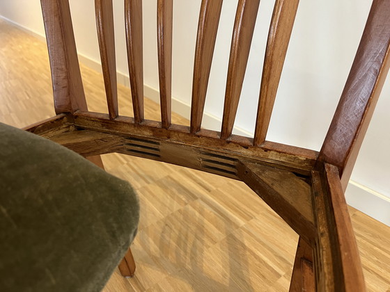 Image 1 of Ensemble de 4 chaises de salle à manger et d'une table ronde pliante, années 1950, (peut-être conçu par Carl Malmsten)