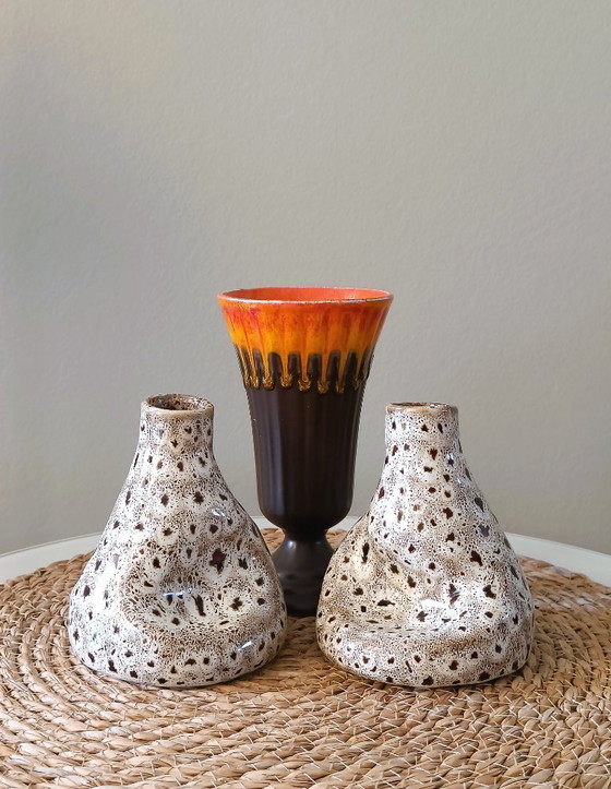 Organic Vintage Ceramic Vases / Candle Holders with Speckled Reactive Glaze. (photo 9 of 9)