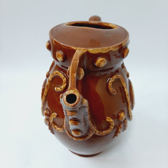 Image 1 of Großer, antiker, braun glasierter Keramikkrug