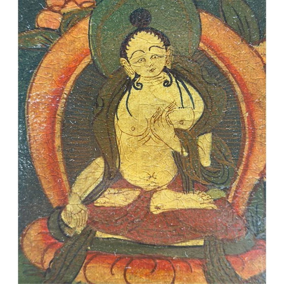Antike Avalokiteshvara Thangka auf Holztafel - 19. Jahrhundert – Gemälde & Zeichnungen (photo 6 of 9)