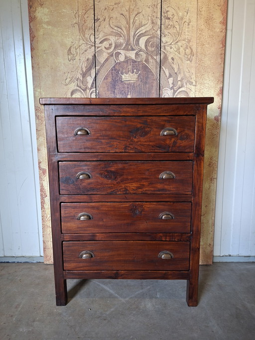 Cassettiera in teak, mobile da farmacia, schedario, dimensioni: 78x36 cm e 105 cm di altezza.