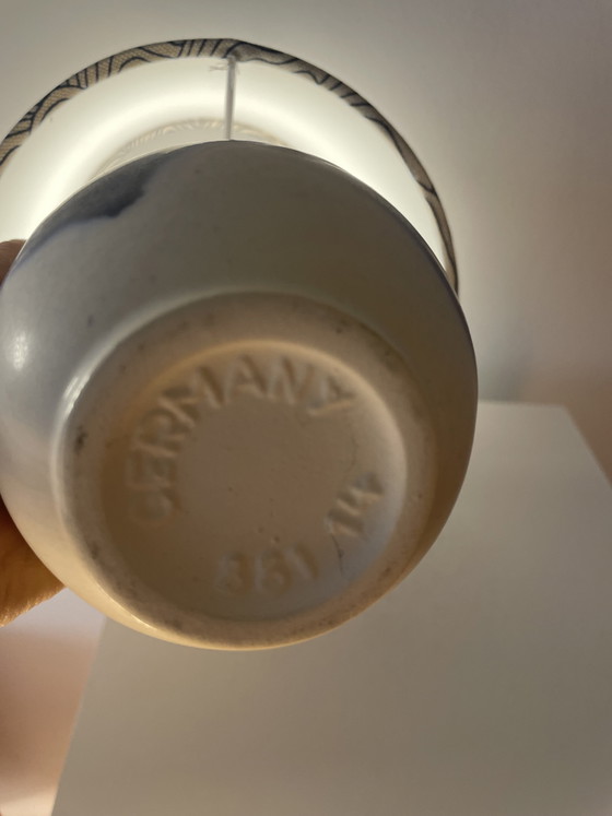 Image 1 of Piccola lampada wireless in ceramica tedesca occidentale con paralume giapponese.