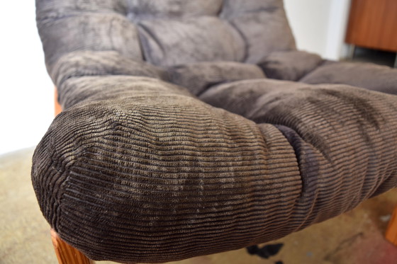 Image 1 of Brutalistische fauteuil uit de jaren 70, vintage koordstoel, ruimtetijdperk