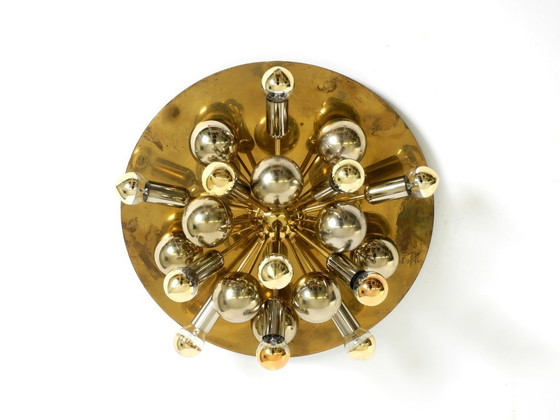 Image 1 of Original 1970s large Cosack Sputnik Space Age ceiling lamp in brass color