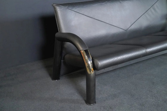 Klöber Leather Sofa Set 3-Seater, 2-Seater and Armchair – Seating area, Metal (photo 4 of 9)