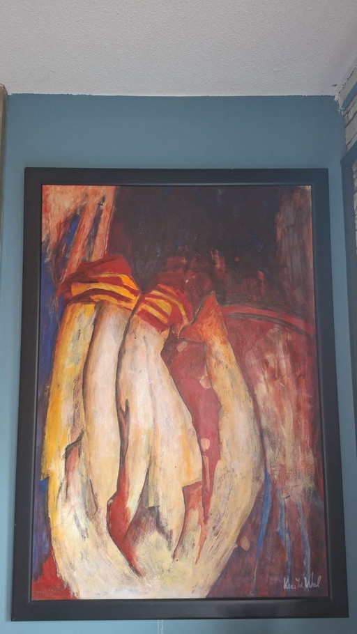 Kees Van De Wal – "Hacia la luz" – Obra abstracta de gran formato enmarcada en negro.