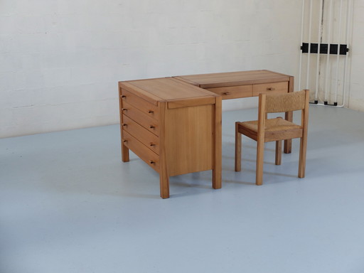Bureau, Commode et Chaise Orme Massif Regain France