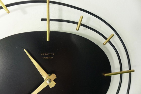 Image 1 of Rare Vedette Transistor Clock - ORTF France - Mid Century - 1950s 1960s Atomic Vintage 
