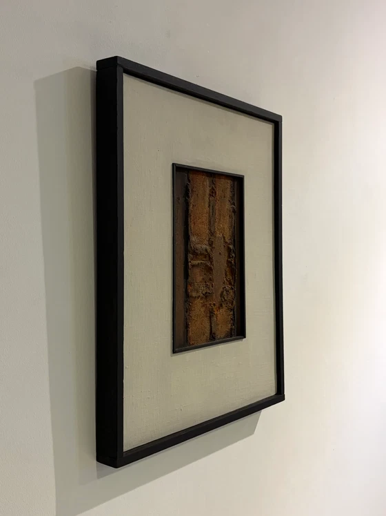 Vintage brutalistisch abstract kunstwerk – Schilderijen & Tekeningen, Wood, Canvas (photo 2 of 12)