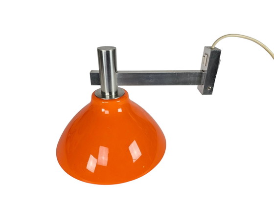 Image 1 of Space Age - Vintage - Applique en aluminium avec abat-jour en plastique - Mid Century
