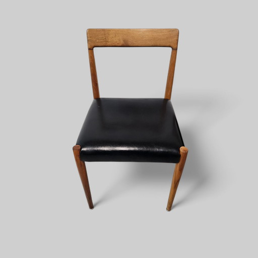 Designer Hans Lübke leather teak dining chair 1960s