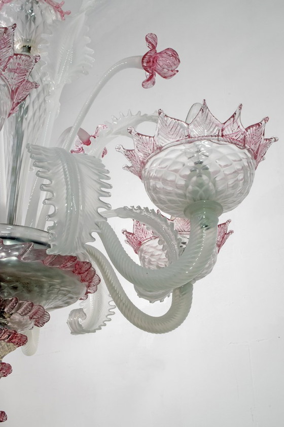 Image 1 of Lustre en verre de Murano vénitien moderne du 20e siècle, style "Ca'rezzonico", années 1960