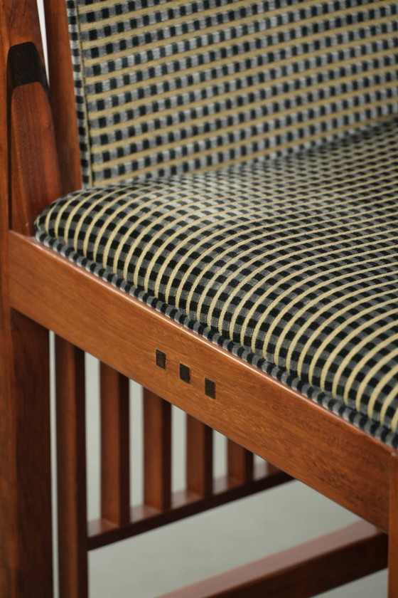 Image 1 of 4 x Art Deco design Schuitema eetkamerstoel met houten frame en luxe stoffen bekleding uit de Decoforma serie