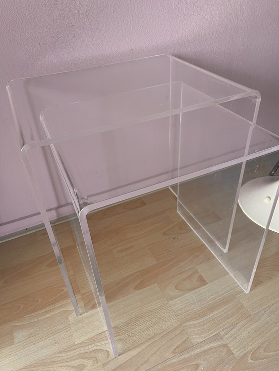 Image 1 of Tables gigognes Acrylique Vintage 60s 70s Seventies Sixties Tables Set