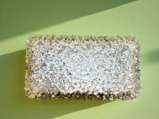 Wall or ceiling rectangular flush mount glass lamp